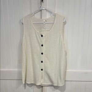 NY Collection Cream Ribbed Tank Top W/button front size XL